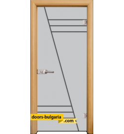 Стъклена интериорна врата, Gravur G 13-4, каса Светъл дъб
