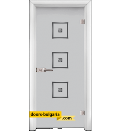 Стъклена интериорна врата, Sand G 14-3, каса Бяла